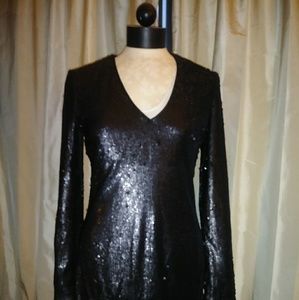 WAYF Skyline Black Sequined Shift Dress-Size Small